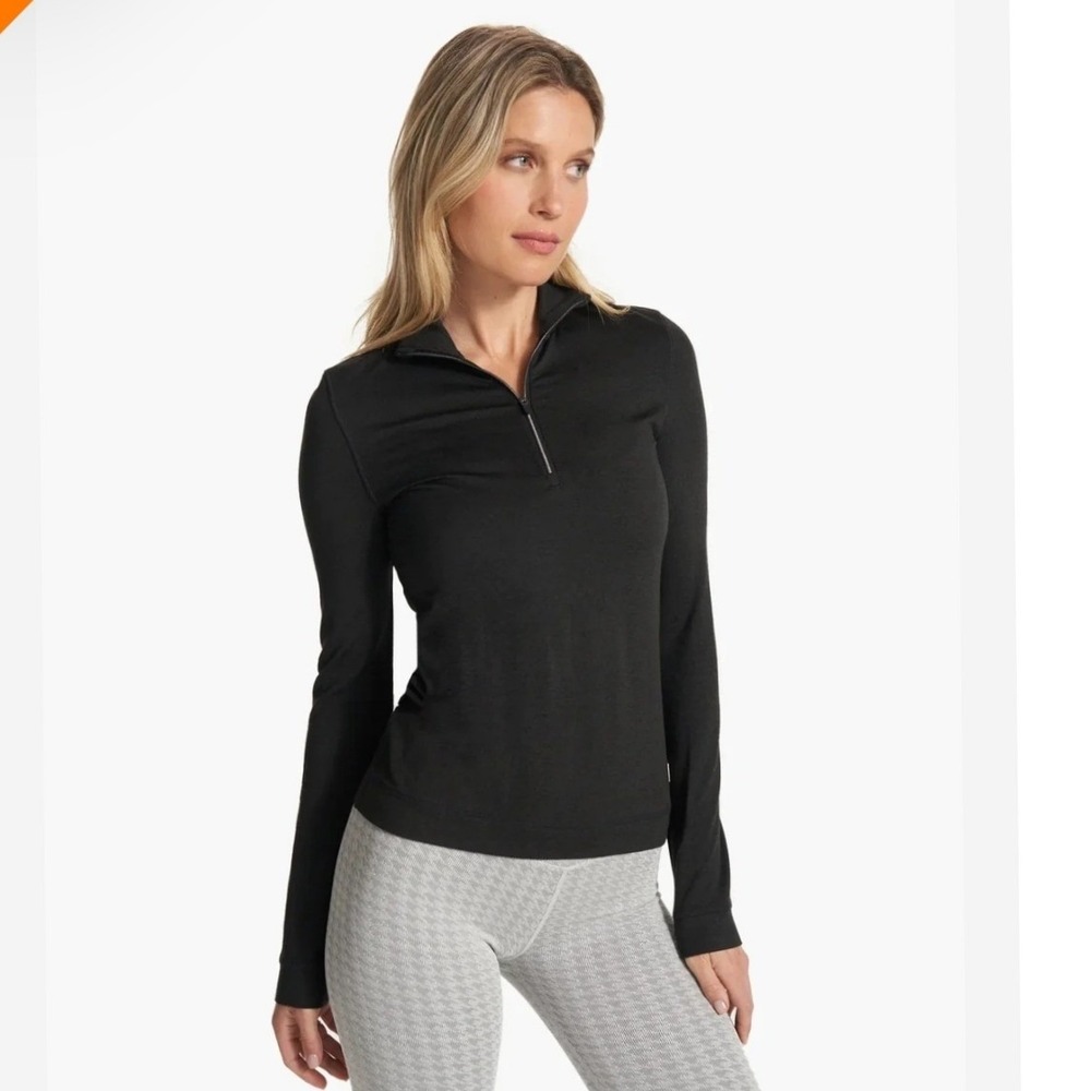 Vuori Halo Essential Half Zip XS Black Heather DreamKnit VW284 Womens Top NWT
